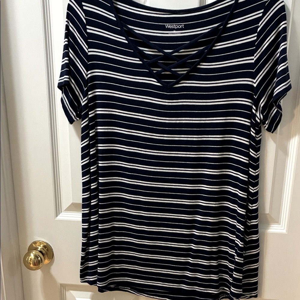 Westport Short Sleeve Navy and White Striped Tee